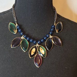 Charming Charlie Faceted Leaf Shape and Blue Round Beads